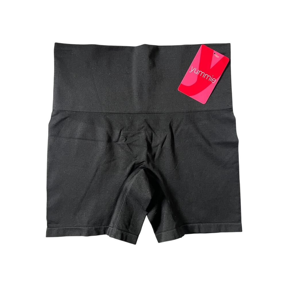 YUMMIE TUMMIE MEDIUM LARGE HIGH-WAISTED SEAMLESS SHAPING SHORTS BLACK NEW
